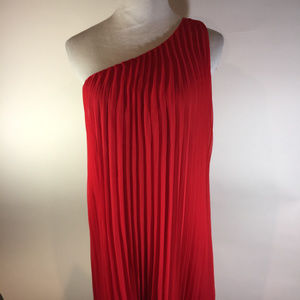 NWT Likely Fenimore Red Pleated One Shoulder Dress 0